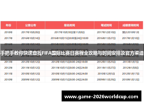 手把手教你快速查找FIFA国际比赛日赛程全攻略与时间安排及官方渠道